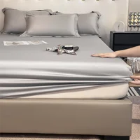 3pcs Set 100% Bamboo Mattress Protector Mattress Cover Fitted Sheet with Elastic Band Bedsheet 1000 Thread Count Queen King Size 2