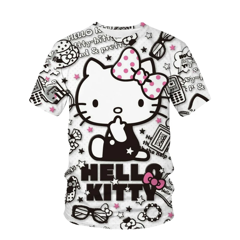 Hello Kitty 3d digital printing short-sleeved T shirt summer new