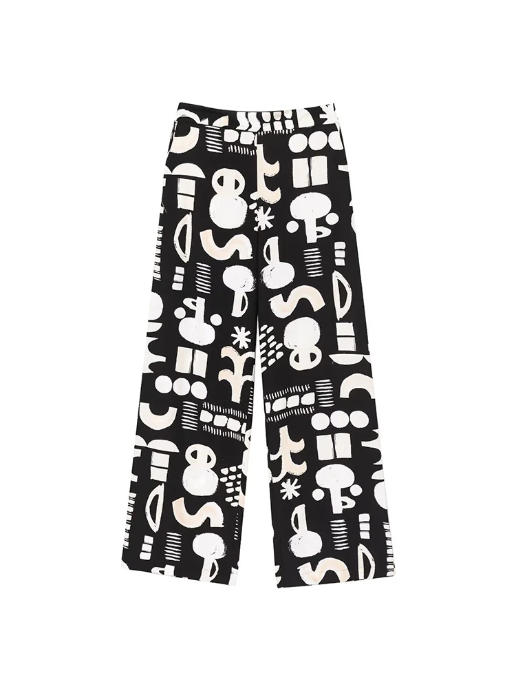 TFMLN Summer New Women's Print Pant Suit Casual Commuter Half Sleeve Double Breasted Suit Coat Straight Pants 2025 Fashion Sets