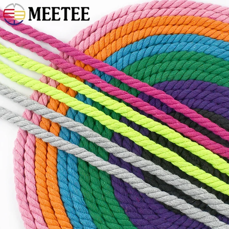 Cotton Ropes For Bag 3 Shares Twisted Cords Handbag Drawstring Rope Cord Handmade DIY Sewing Accessories 2/5/10M 10mm