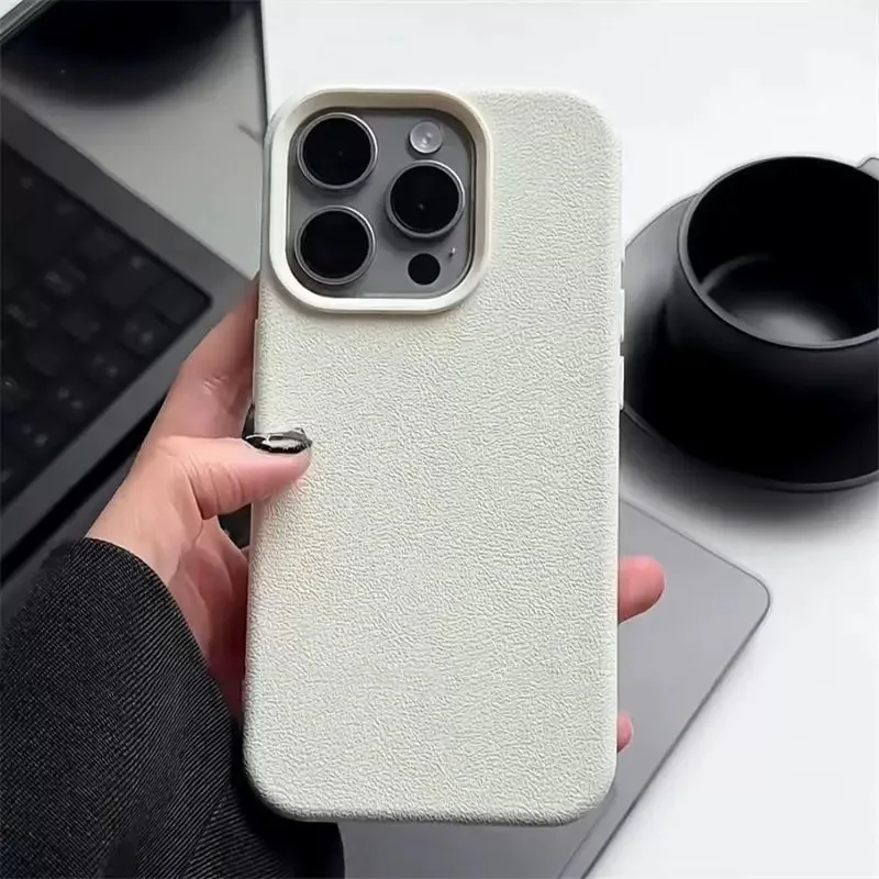 Luxury Matte Soft Leather Candy Phone Case - Shockproof Silicone Bumper Cover