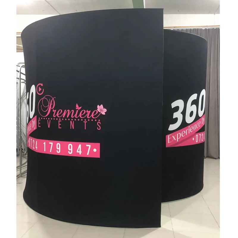Led 조명이 있는 360 인클로저 배경 텐트 360 사진 부스 기계 파티 이벤트를 위한 나선형 인클로저 스탠드
