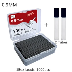 Premium Mechanical Pencil Lead Refills Set - 1000 Pieces, Multi-Thickness 2B, for Art and Drawing, with Storage Tubes (0.9mm set-700pcs)