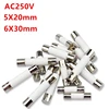 10pc/lot One Sell 5*20mm 6*30mm Fast Blow Tube Fuses mm 250V 100MA 200MA 300MA 8A 10A 12A 15A 20A 25A 30A AMP Fuse Ceramic fuse 1