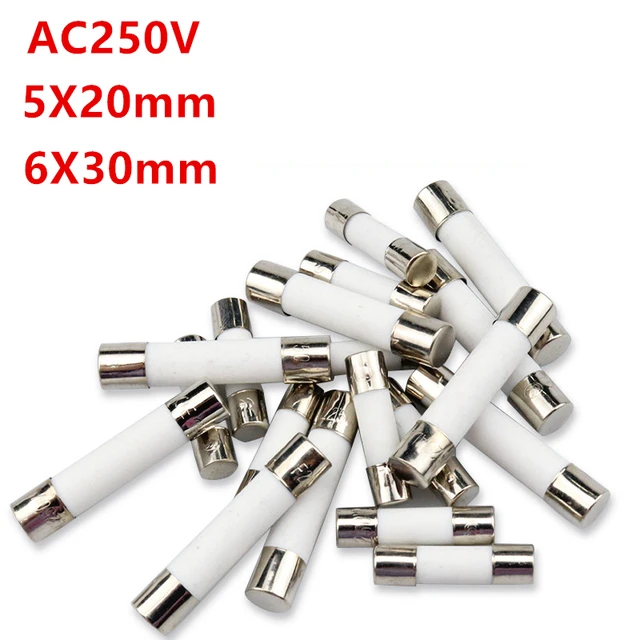 10pc/lot One Sell 5*20mm 6*30mm Fast Blow Tube Fuses mm 250V 100MA 200MA 300MA 8A 10A 12A 15A 20A 25A 30A AMP Fuse Ceramic fuse 1