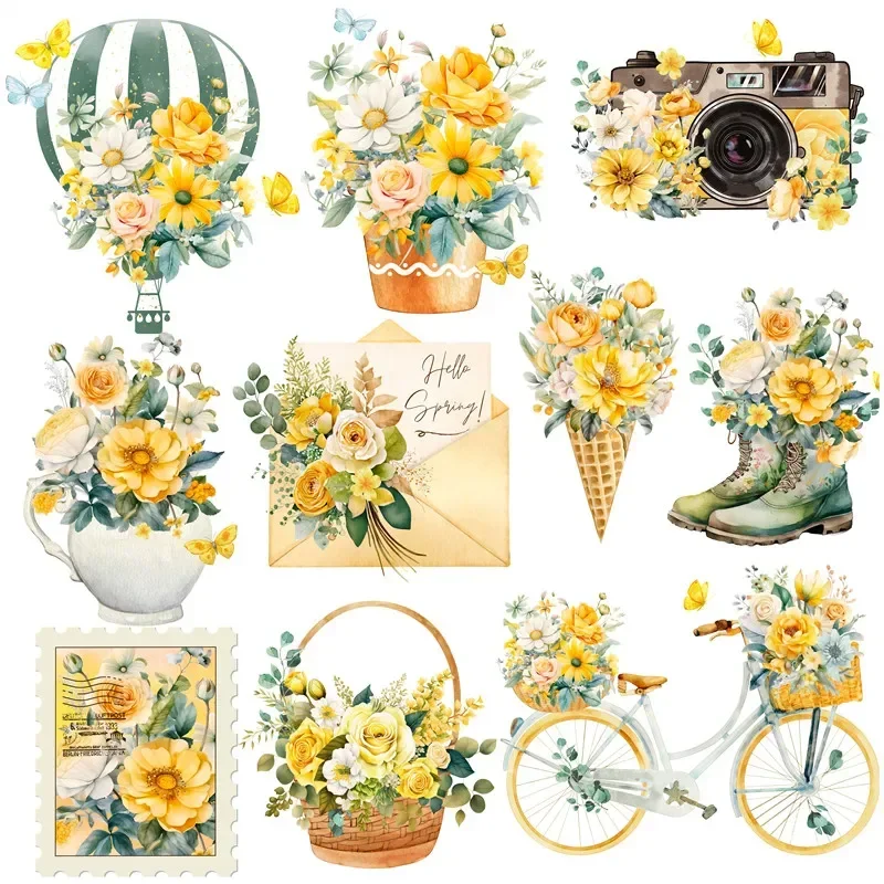 

10 шт./упаковка, декоративные наклейки «Цветы на весну»