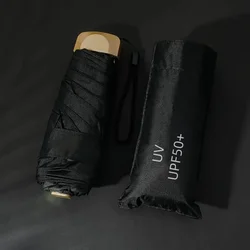 Compact Vinyl Folding Umbrella with UV Protection and Sun Shade - 8K (Black)