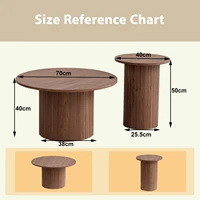 EGOONM Ensemble de 2 tables basses rondes en bois de style nordique, tables basses gigognes en bois, pour le salon/la chambre à coucher 5