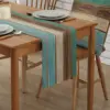 Turquoise Blue Green Wood Striped Linen Table Runners Dresser Scarves  Decor for Kitchen   Holiday Party 2