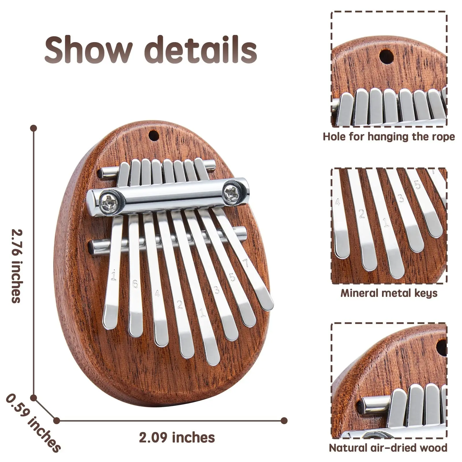 Mini Kalimba 8 Key Thumb Piano 1 Pack Water Drop Style Cute Instrument Portable Exquisite Gift Set for Kids 2