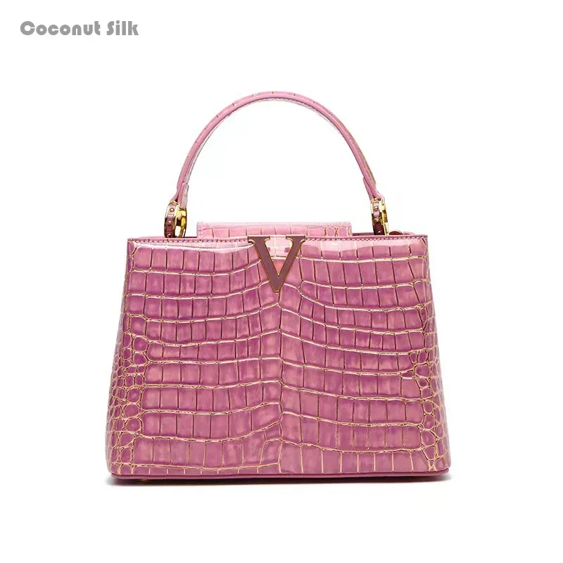 

CoCoS New Crocodile Pattern Women's Bag Luxury Cowhide High Quality Shoulder Bag Elegant and Fashionable Crossbody Bag