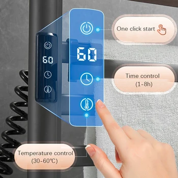 ราวแขวนผ้าเช็ดตัวแบบตั้งพื้นสีเทา/ขาว พร้อมระบบทำความร้อนสำหรับห้องน้ำ มีตัวตั้งเวลา พร้อมชั้นวางสำหรับตากเสื้อคลุมอาบน้ำ 2