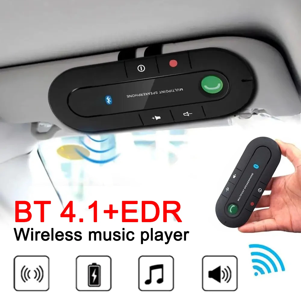 무선 핸즈프리 차량용 블루투스 호환 스피커 키트, 4.1 선 바이저 스피커, MP3 음악 플레이어, USB 전원 오디오 리시버, 1 개