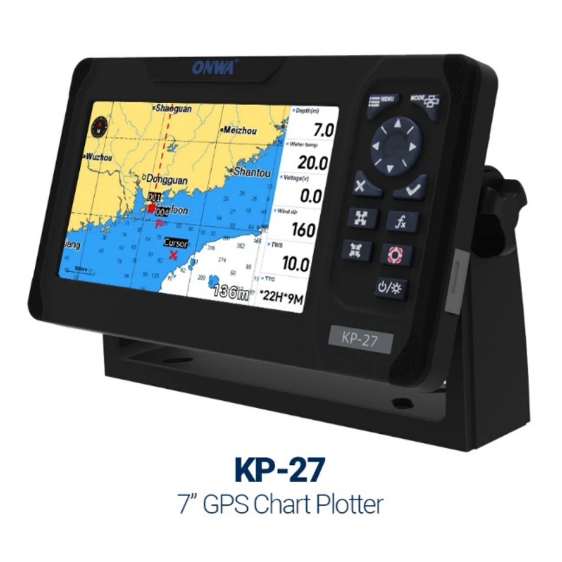 ONWA KP -27 7 -inch Marine GPS Chart Plotter GPS SBAS Marine Navigator Locator Display Function Ship Boat Support and GALILEO