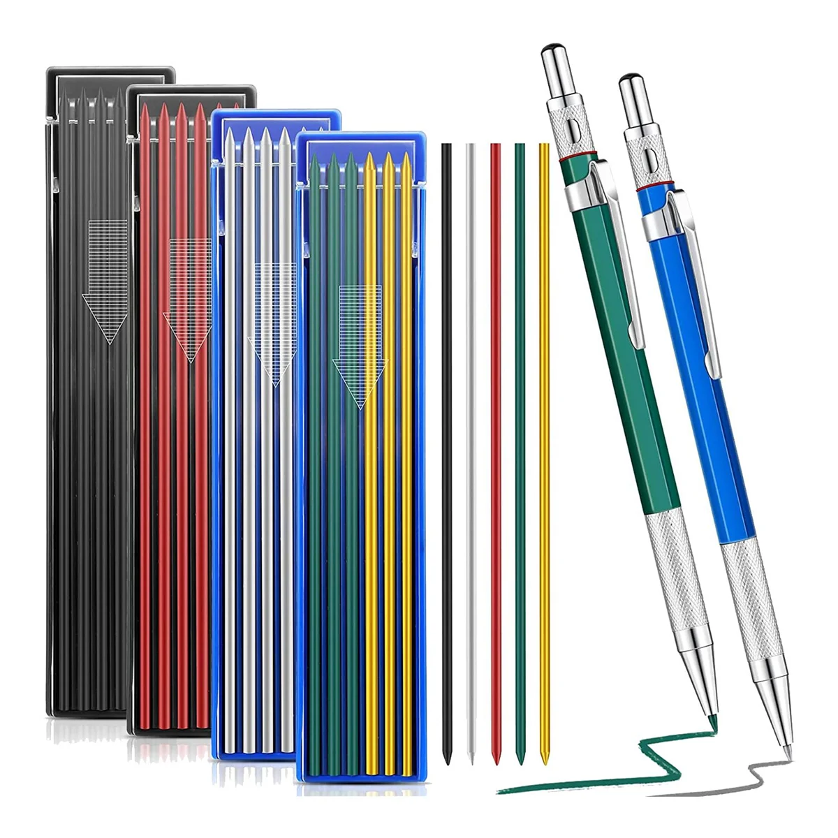 Crayons mécaniques ronds pour soudeurs, marqueur de soudage en métal, tube, tube, tube, monteur, soudeuse, quotidien, 2 pièces, 48 pièces