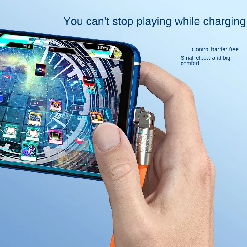 180-degree swivel elbow fast charging data cable game mobile game charging cable liquid zinc alloy chassis geek line