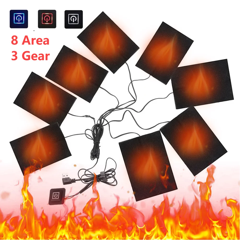 Heated Jacket 8 in 1 Heating Pad Electric USB Winter Sports Hiking Vest For Vest