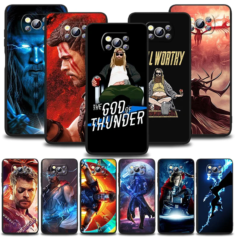 

Avengers Thor For Xiaomi POCO F1 F2 F3 X2 X3 GT M2 M3 M4 Pro NFC C3 Civi Mi Play Black Soft Silicone Phone Cover Funda Case Capa