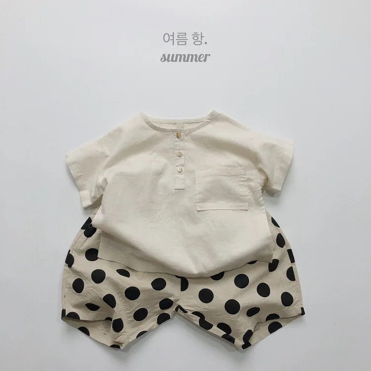 어린이용 리넨 도트 반바지, 신축성 허리, 느슨한 캐주얼, 다용도, 얇은 어린이, 남아용 반바지, 여름 2024