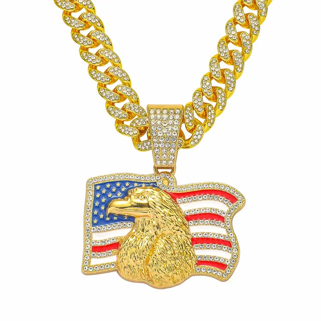 American flag Eagle Rhinestone pendant Trump American campaign popular jewelry alloy necklace 3