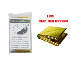 Ultra-Light Thermal Emergency Poncho Blanket - Water Resistant, Windproof, Reusable Camping Essential (Silver Gold 160)