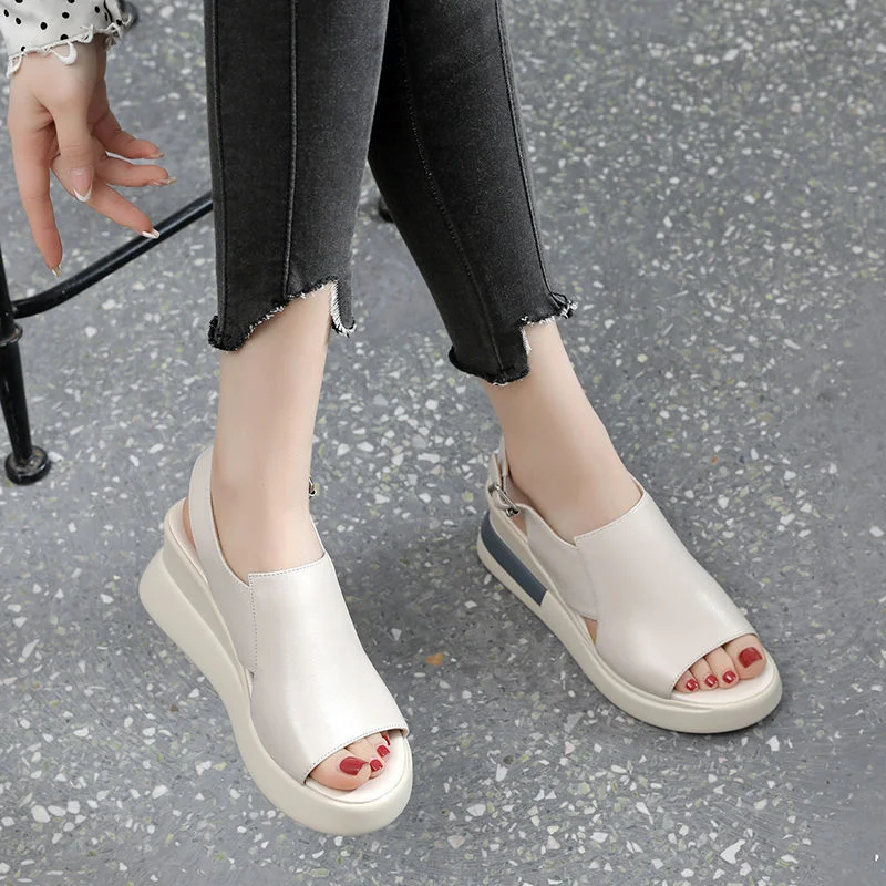 Summer Wedge Platform Sandals Fashion Retro Romen Beach Shoes Ladies Casual Peep Toe Soft Comfortable Sandalias De Mujer 2023