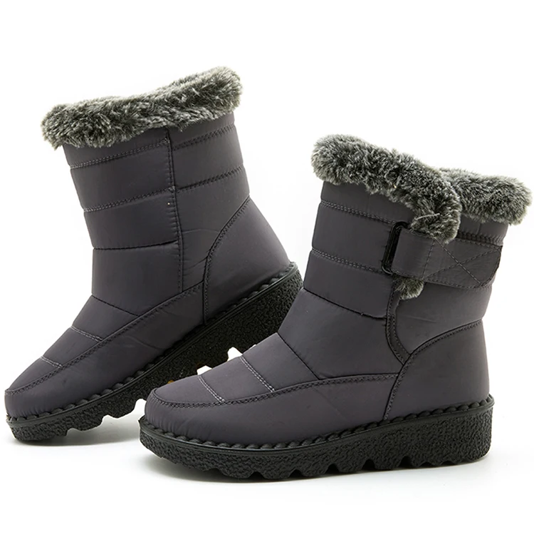 Women Winter Boots - Korean Style Mid Calf Snow Boots With Fur Lining & Waterproof Design