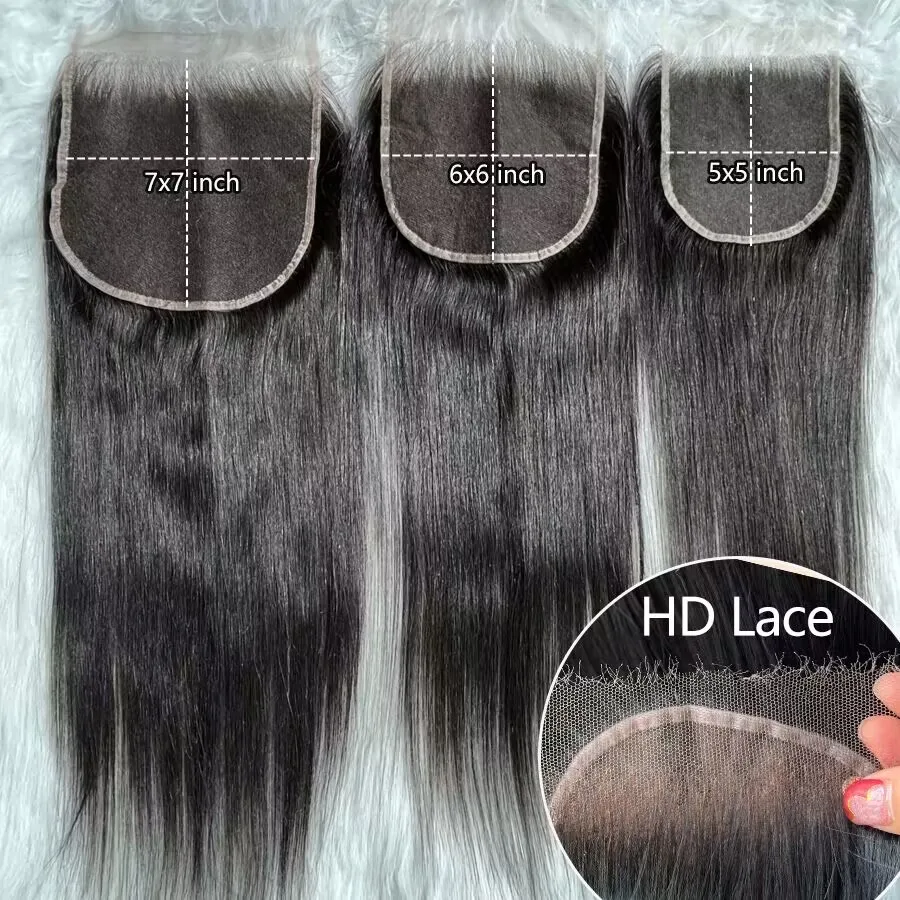 Brazilian Hair 6x6 Deep Parting HD Invisible Lace Closure 13x6 HD Lace Frontal Melt Skins Pre plucked 6x6 Closure human hair closure human hair lace product human hair frontal