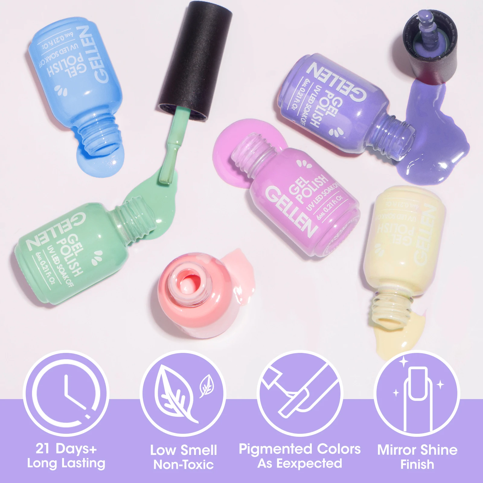 Gel Nail Polish Kit with 6 Colors and Portable UV Lamp