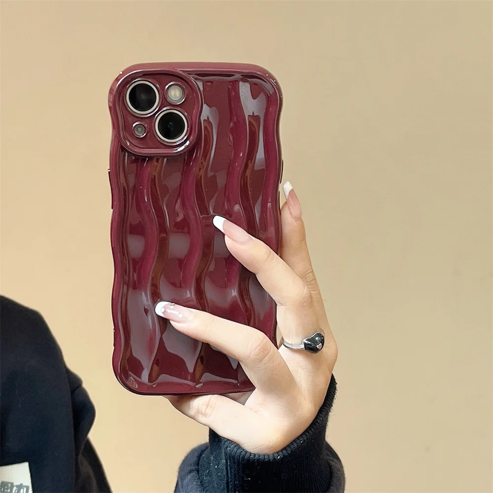 Sayoaho Water Ripple Pattern Compatible for iPhone 13 Pro Max Phone Case,Cute  Luxury Wave Shape Case for Women & Men, Soft TPU Shockproof Protective Cover  for iPhone 13 Pro Max 6.7''-Brown 