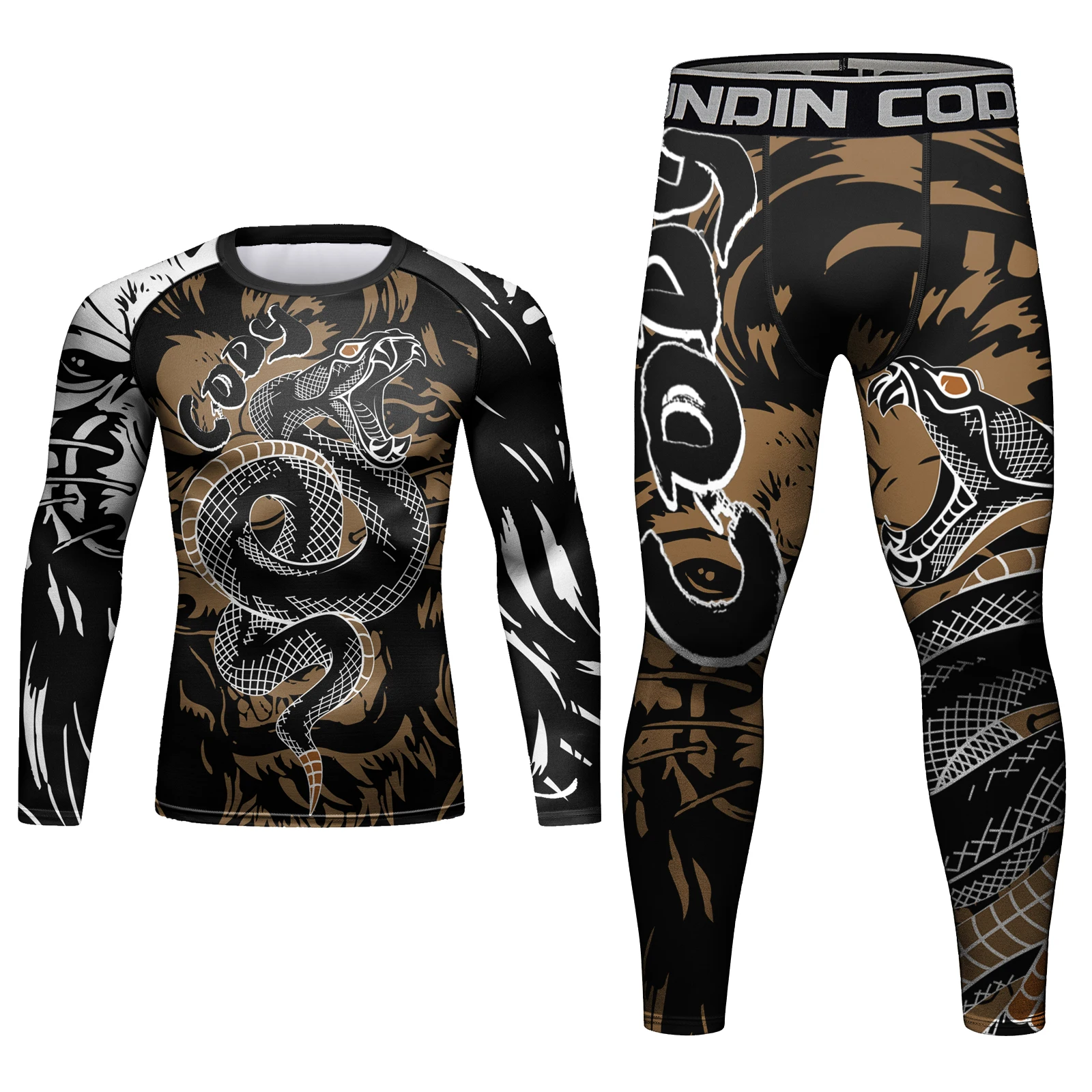 Cody Lundin Rashguard Tracksuits For Men’S Mma Kickboxing Club Fitness Workout Gym Muscle-Building Tight Fighting Sportswear Kit 5