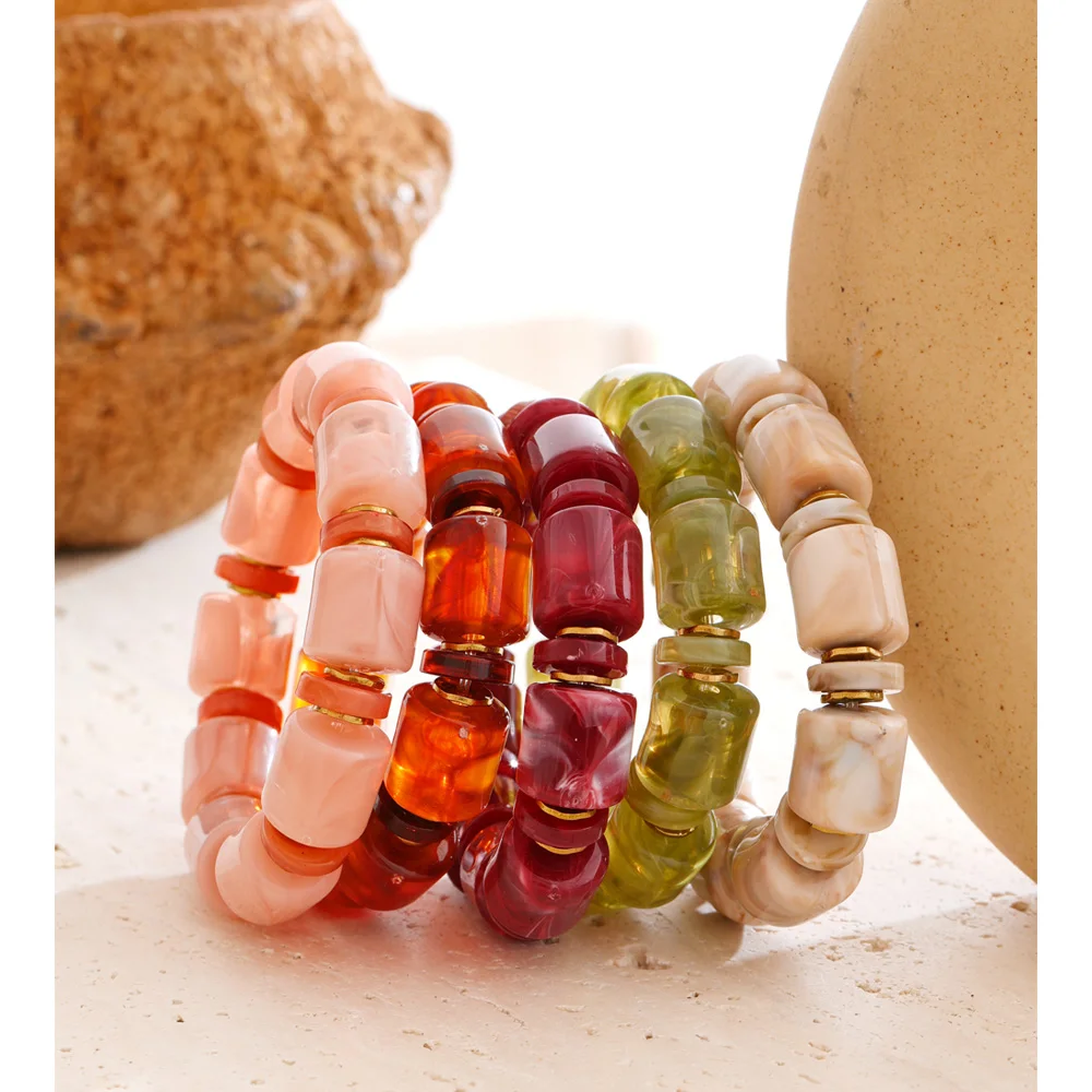 Yhpup Handmade Stainless Steel Jewelry Multi-color Style Resin Acrylic
