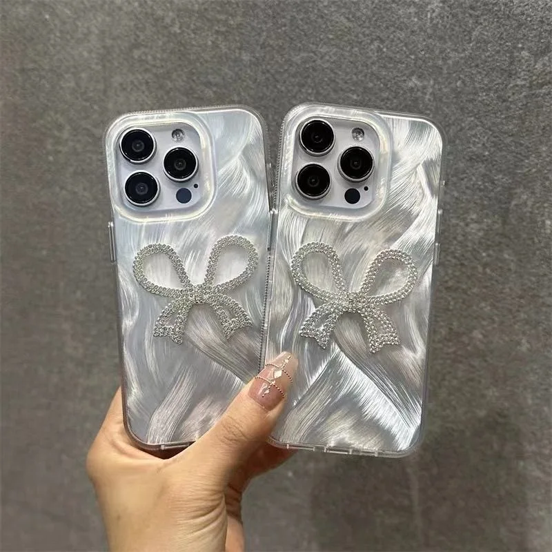 Luxurious DIY 3D Heart Dazzle Lustre Lining Hard Phone Case