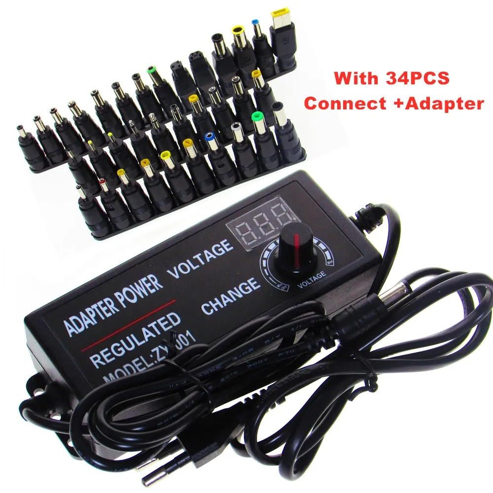 

AC DC 220V To 3V 9V 12V 24V Adjustable Power Adapter Source 2A 3A 5A 10A Power Supply Adapter With 8PCS 34PCS Female DC Connect