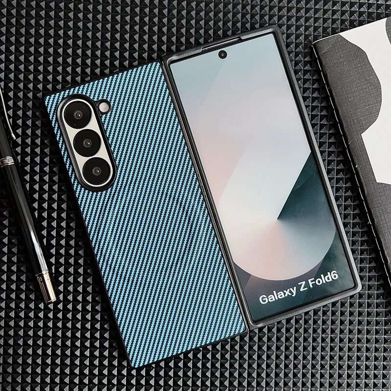 Carbon Fiber Pattern PU Leather Magnetic Case - Stylish Back Cover
