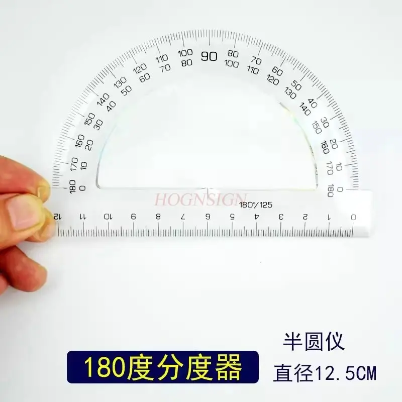 1pcs 학생용 드로잉 디자인 자, 전체 원형 각도기, 포인터 측정기, 반원형 각도자