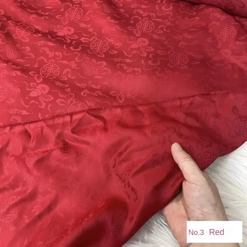 자카드 실크 원단 탑 드레스 잠옷 스커트, DIY 바느질 천, 편안하고 부드러운 통기성 조롱박 화이트 레드, 계량기 당