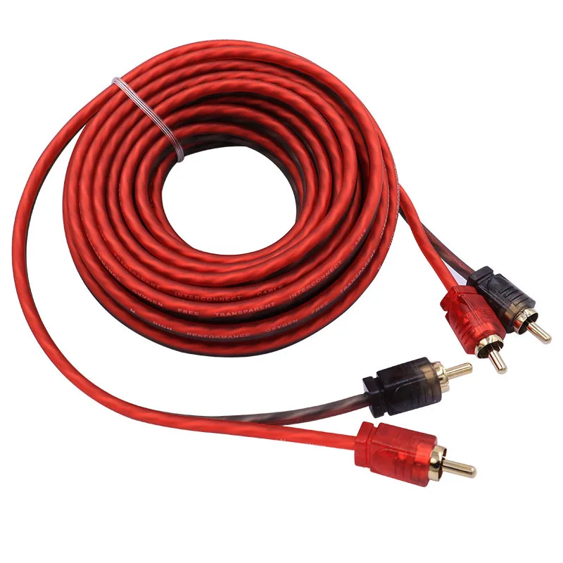 Car audio RCA cable amplifier 5m audio 2 Male to 2 male RCA wire cable car modification subwoofer signal