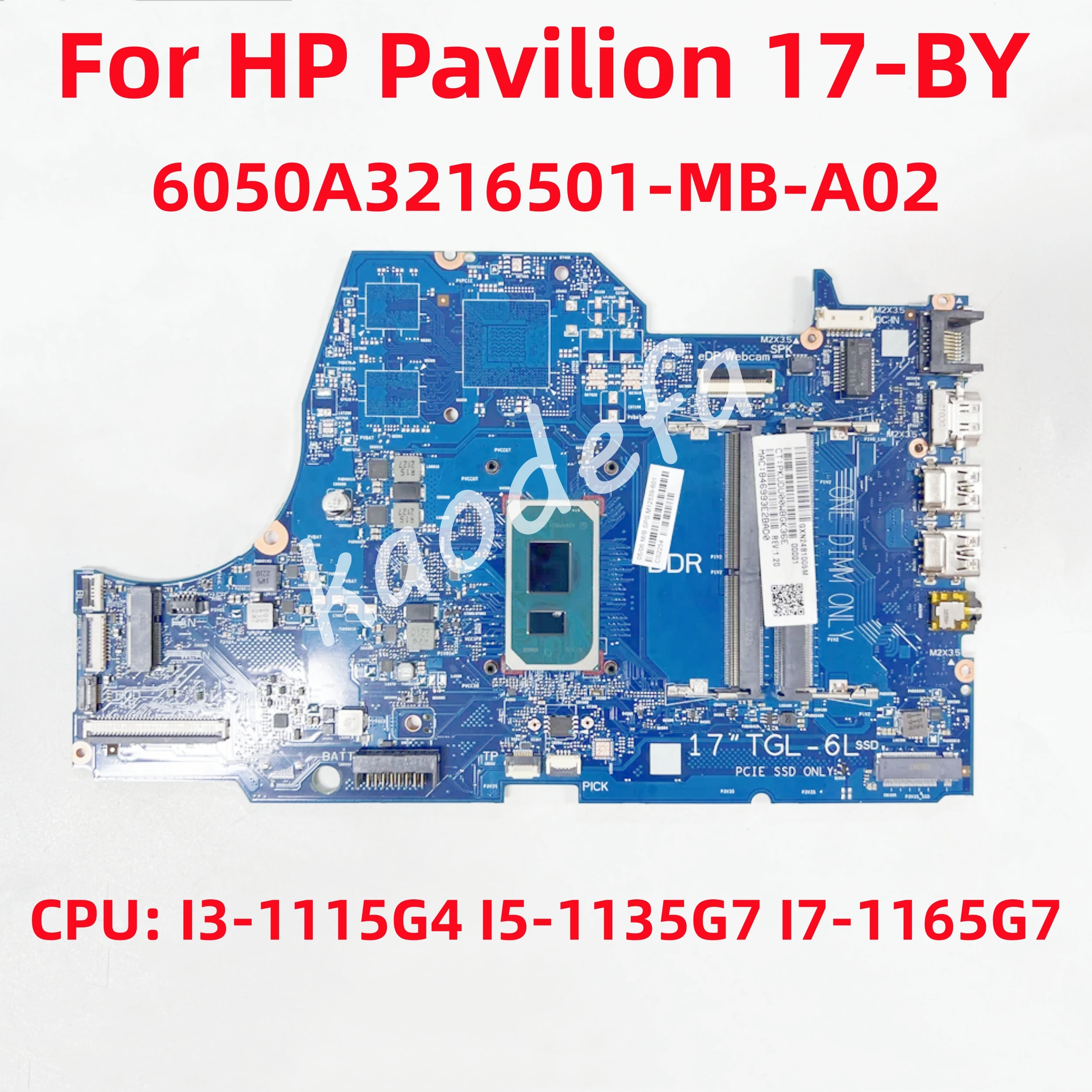 Scheda Madre Muslimex Per Cpu Della Scheda Madre Del Laptop Hp Pavilion 17-By: I3-1115G4 I5-1135G7 I7-1165G7 Ddr4 100% Test Ok