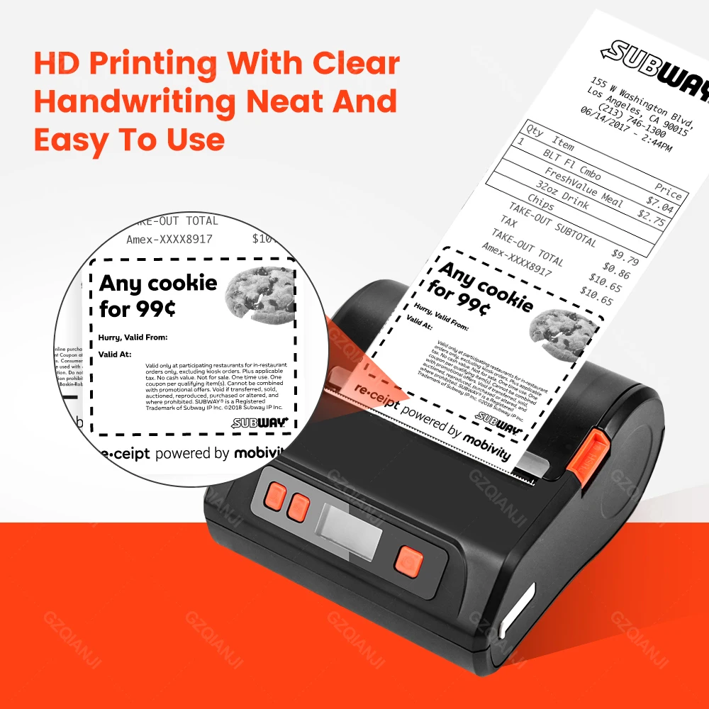 80mm Label Printer Receipt Printer 2 in 1 Portable Bluetooth Wireless Mini Thermal Sticker Printer For Retail Stores Supermarket