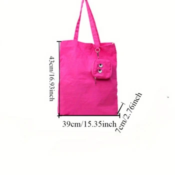 حقيبة قماشية ملونة مطرزة ، حقيبة تخزين لطيفة قابلة للطي ، حقيبة كتف يومية كاجوال تناسب جميع الألوان ، قيمة لون عالية ، اتجاه الموضة 3