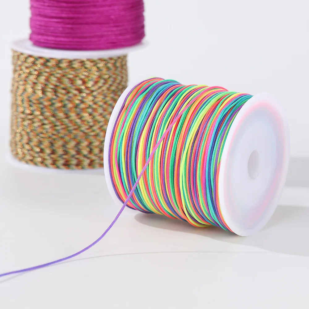 50meter 0.8mm Nylon Cord Chinese Knot Macrame Craft Thread For Jewelry Making Beading Braided Satin String Bracelet Rattail Trim nylon cord,macrame cord