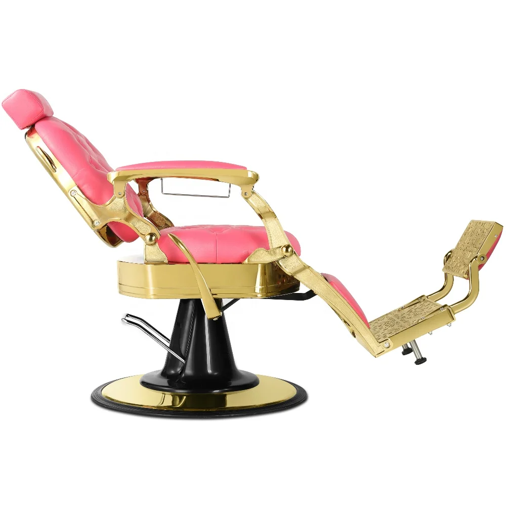 Retro barber chair gold Super pink salon chair for barber shop Ready to ship salon beauty chair for hairdressing