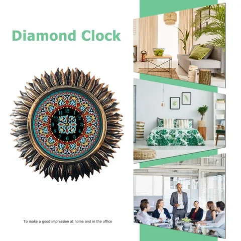 

Mandala Flower Special Shaped Drill Diamond Painting Clock DIY Art Mosaic Rhinestone Picture Wall Clocks Kit Home Decorations