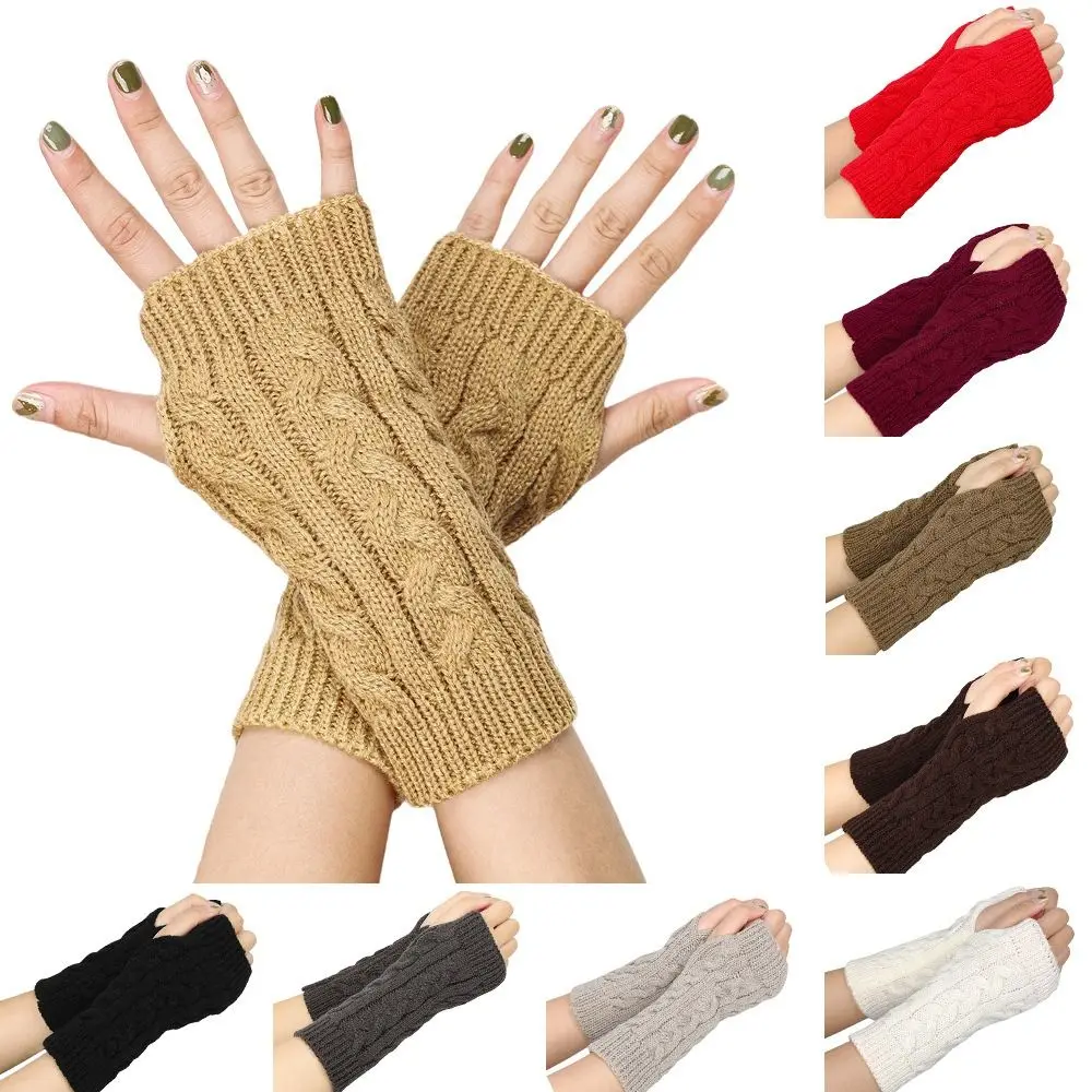 

Fashion Twists Gloves Autumn Winter Gloves Outdoor Riding Mittens Touch Screen Half Finger Gloves Korean Style Knitted Gloves