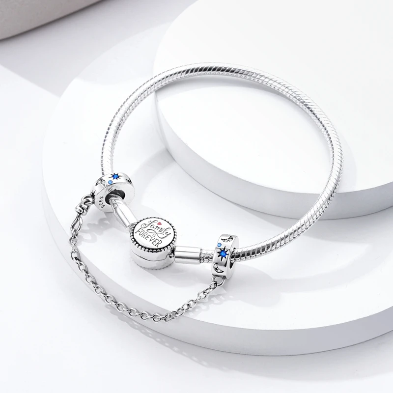 Neue Sicherheitskette aus 925er-Sterlingsilber, Herz, Stern, Mond, Anhänger, passend für Original-Armbänder, DIY-Schmuck, Geschenk – Detail 33