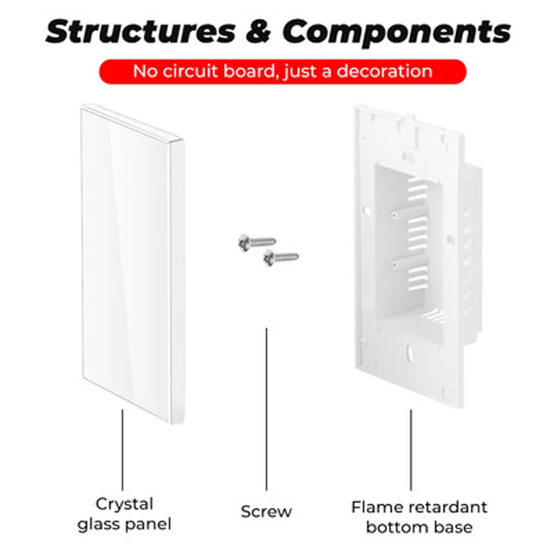 American Standard Wall Bottom Box Baffle Toughened Crystal Glass Switch Panel Wall Socket Blank Panel