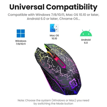 Bluetooth 5.2 Mouse RGB 2.4G Wireless Mouse Dual-Mode Gaming Mouse 6 Buttons Silent Mouse For MacBook Tablet Laptops Computer 6
