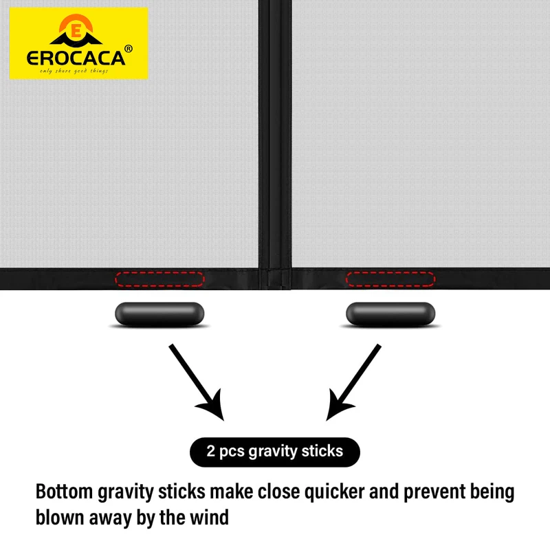 EROCACA 그레이 마그네틱 모기장, 문짝 문짝 커튼, 모기 문짝 화면, 자동 꺼짐, 맞춤형 사이즈