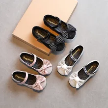 

2022 Autumn New Korean Style Rhinestone Fashion Children Elegant Shallow Shoes Kids Girls Bow Princess Mary Janes for Party Show